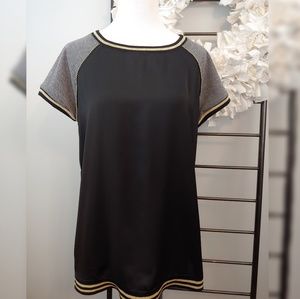 Sanctuary Contrast Sleeve Gold Trimmed Top